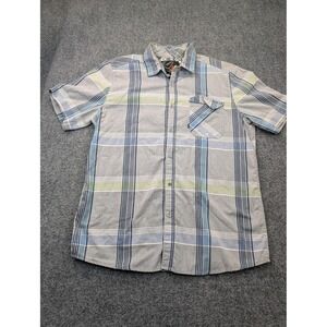Amplify Shirt Mens Large Gray Plaid Short Sleeve Button Up Chest Pocket Casual